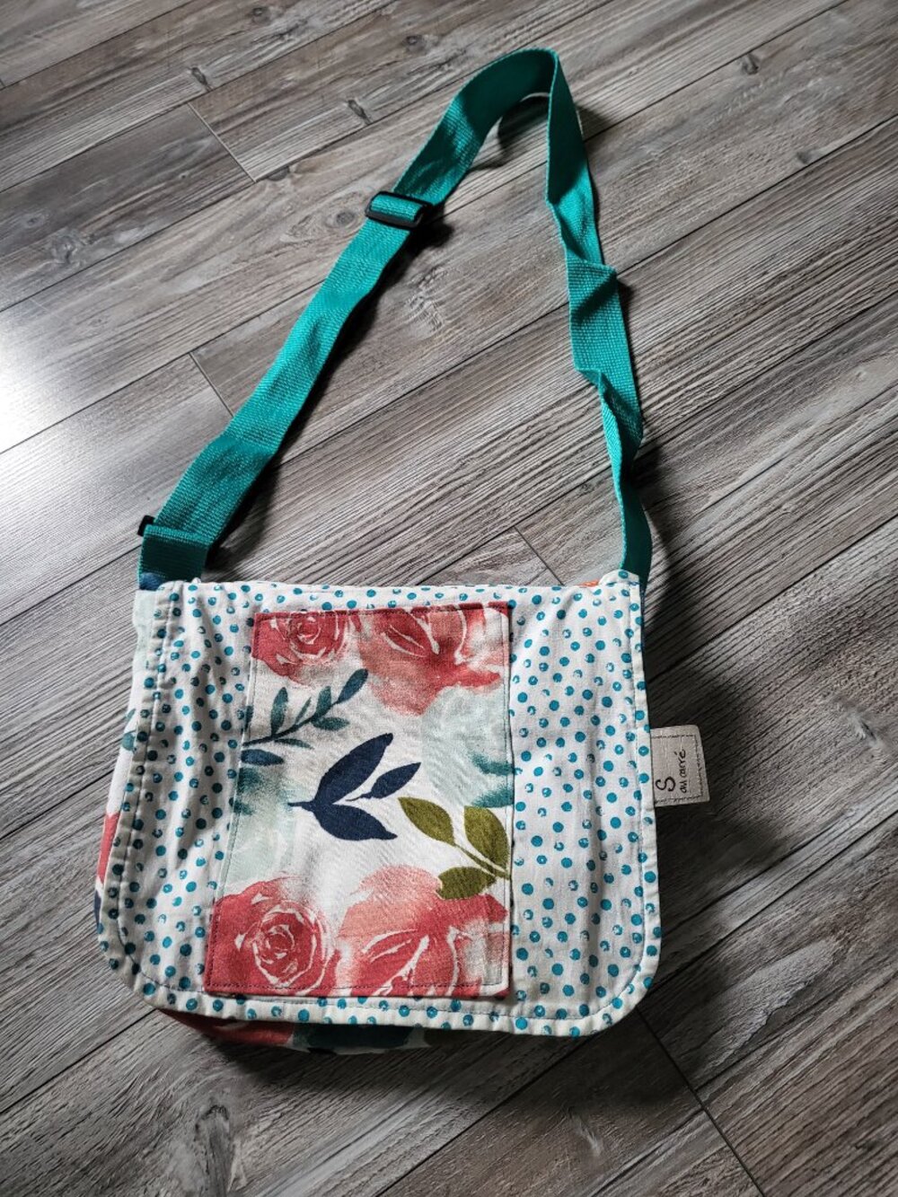 Reversible Crossbody Bag Fabric Detachable Panel Boho Canvas Floral Purse Cotton